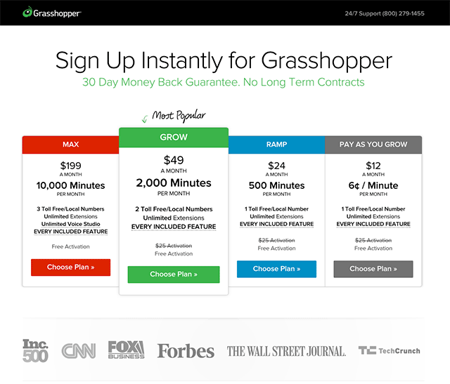 Grasshopper Pricing Page
