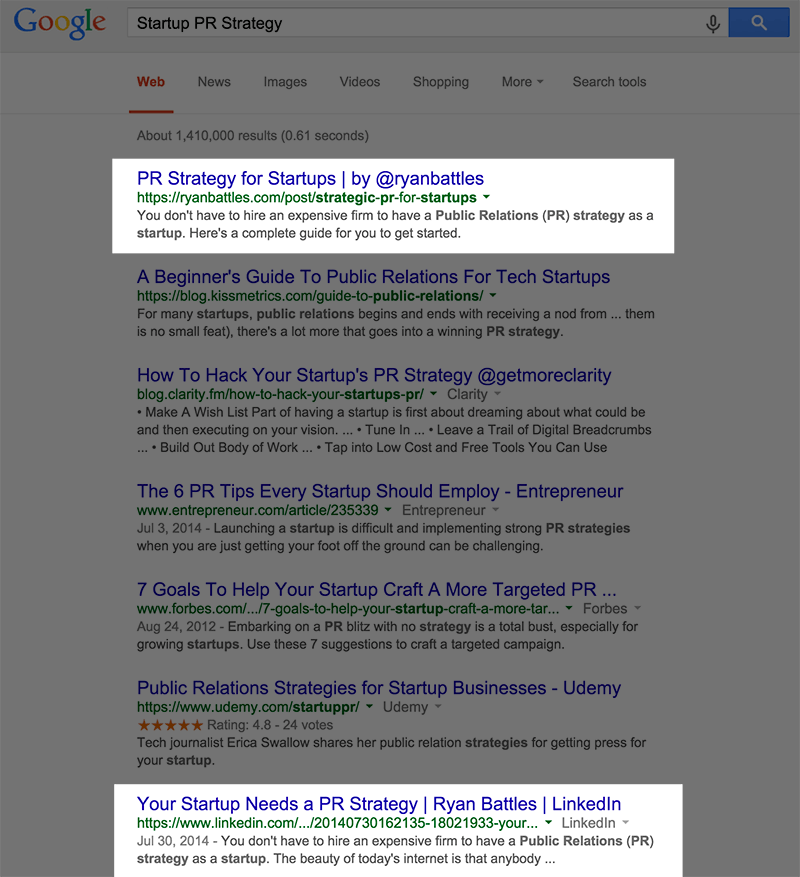 Screenshot of Google Search Result